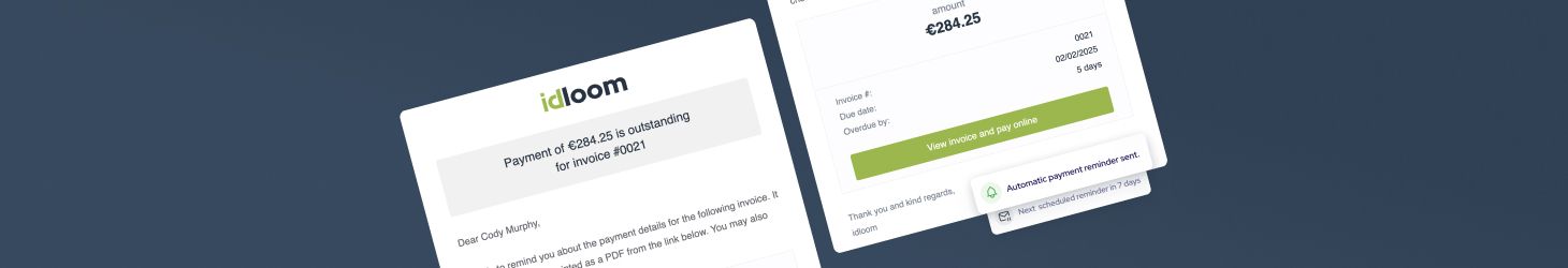 Easily manage invoice payments with idloom’s Payment Reminders. Optimize cash flow and reduce late payments effortlessly!